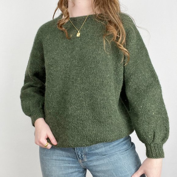 Vintage Parisian Mohair Wool Knit Sweater Oversized Handmade Preppy Slouchy Cozy - Picture 7 of 7